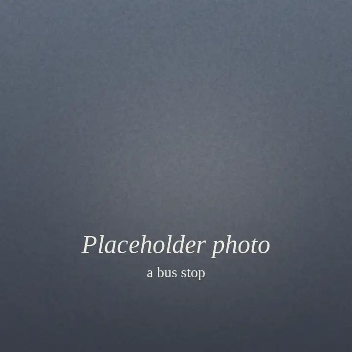 Placeholder: a plain blue-grey square standing in for a photo of a bus stop.